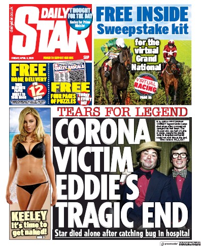 Daily Star Newspaper Front Page (UK) for 3 April 2020