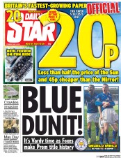 Daily Star (UK) Newspaper Front Page for 3 May 2016