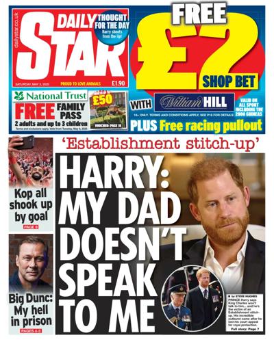 Daily Star Newspaper Front Page (UK) for 3 May 2025