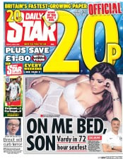Daily Star (UK) Newspaper Front Page for 3 June 2016
