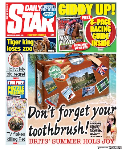 Daily Star Newspaper Front Page (UK) for 3 June 2020