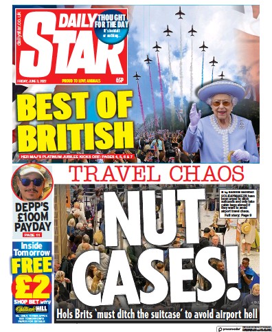 Daily Star Newspaper Front Page (UK) for 3 June 2022