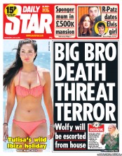 Daily Star (UK) Newspaper Front Page for 3 July 2013