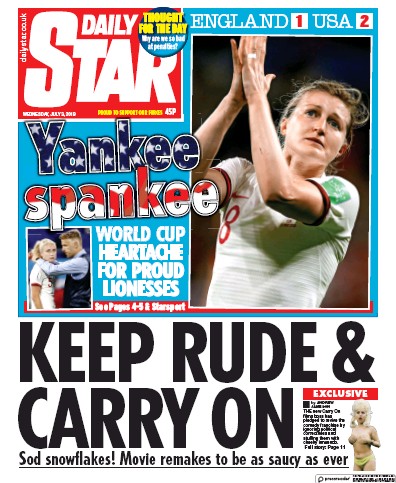 Daily Star Newspaper Front Page (UK) for 3 July 2019