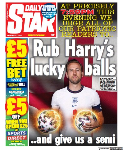 Daily Star Newspaper Front Page (UK) for 3 July 2021