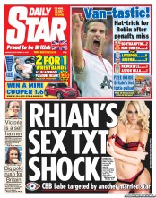 Daily Star (UK) Newspaper Front Page for 3 September 2012