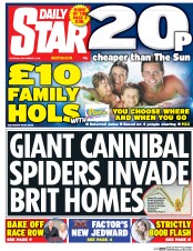 Daily Star (UK) Newspaper Front Page for 3 September 2016