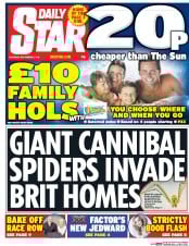 Daily Star (UK) Newspaper Front Page for 3 September 2016