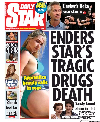 Daily Star Newspaper Front Page (UK) for 4 October 2019