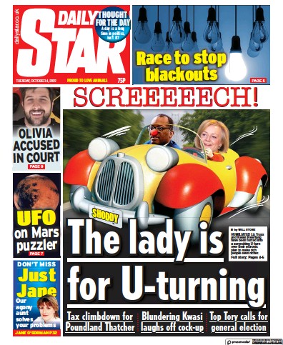 Daily Star Newspaper Front Page (UK) for 4 October 2022