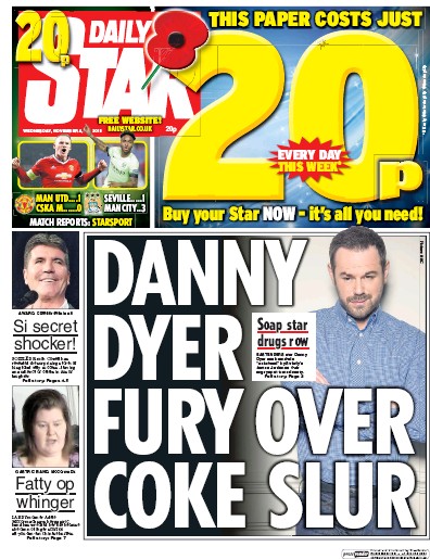 Daily Star Newspaper Front Page (UK) for 4 November 2015