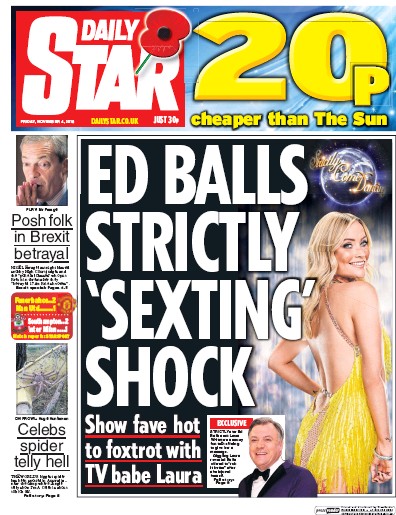 Daily Star Newspaper Front Page (UK) for 4 November 2016