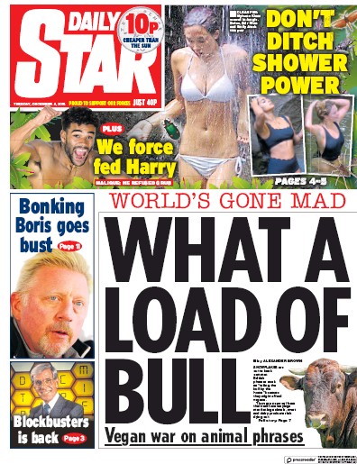 Daily Star Newspaper Front Page (UK) for 4 December 2018