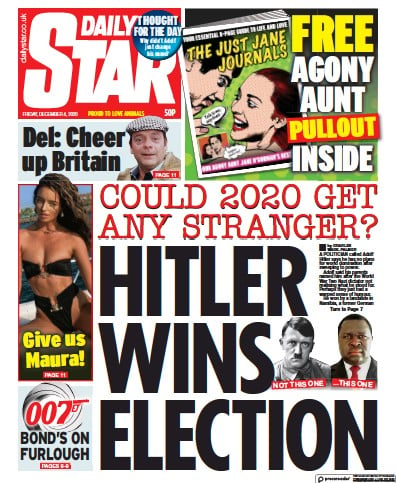 Daily Star Newspaper Front Page (UK) for 4 December 2020