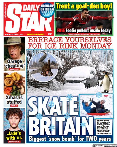 Daily Star Newspaper Front Page (UK) for 4 December 2023