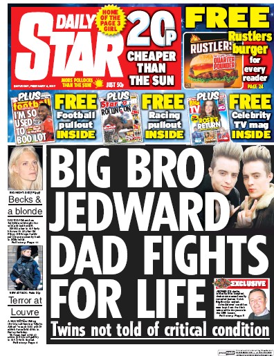 Daily Star Newspaper Front Page (UK) for 4 February 2017