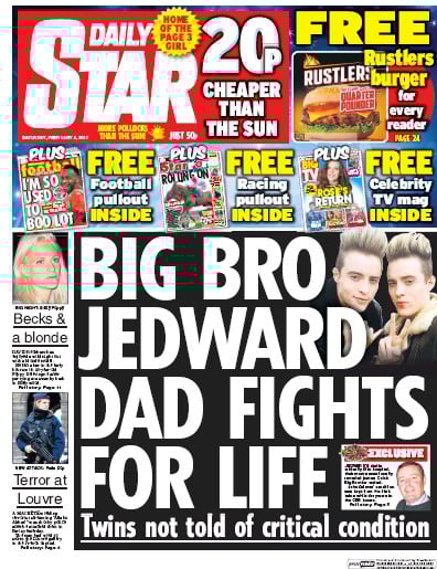 Daily Star Newspaper Front Page (UK) for 4 February 2017