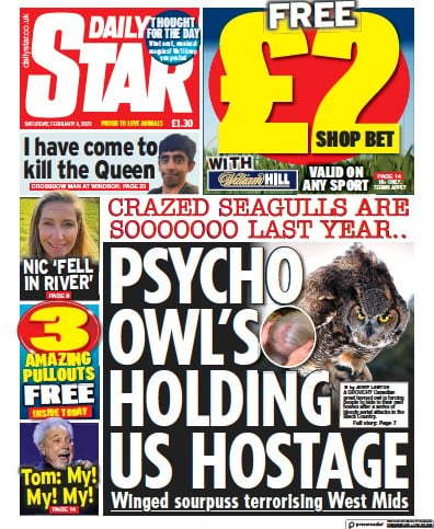Daily Star Newspaper Front Page (UK) for 4 February 2023