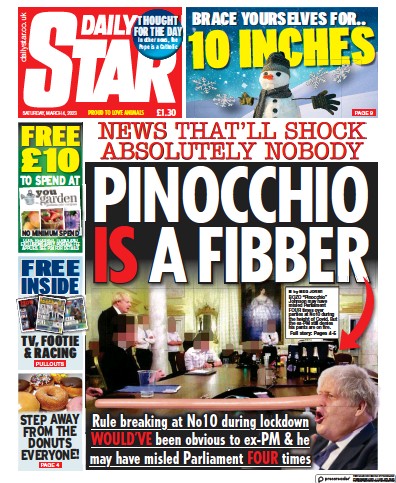 Daily Star Newspaper Front Page (UK) for 4 March 2023
