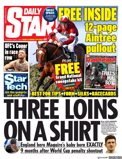 Daily Star Newspaper Front Page (UK) for 4 April 2019