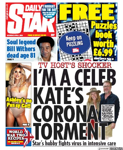 Daily Star Newspaper Front Page (UK) for 4 April 2020