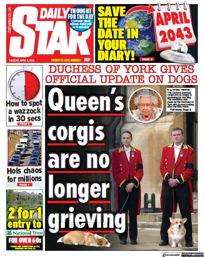 Daily Star Newspaper Front Page (UK) for 4 April 2023