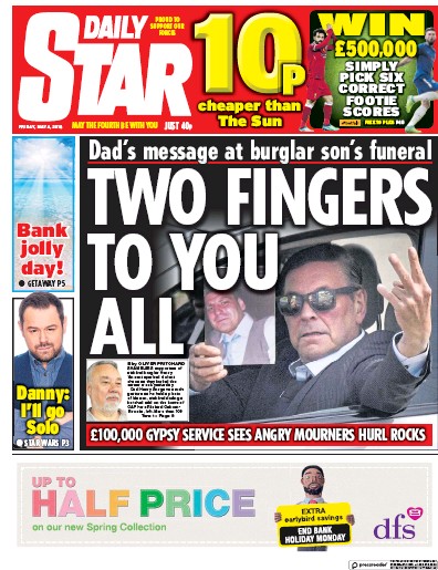 Daily Star Newspaper Front Page (UK) for 4 May 2018