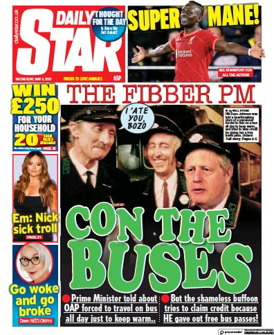 Daily Star Newspaper Front Page (UK) for 4 May 2022