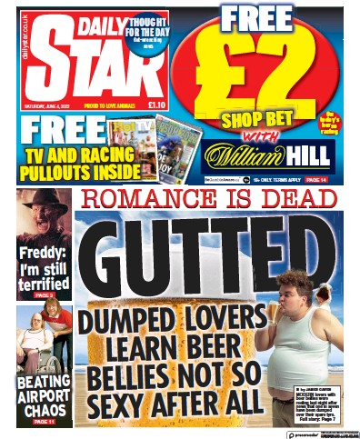 Daily Star Newspaper Front Page (UK) for 4 June 2022