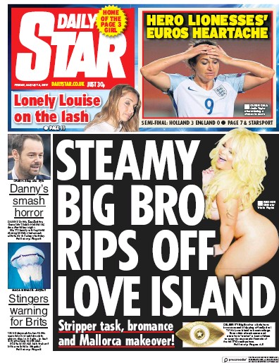 Daily Star Newspaper Front Page (UK) for 4 August 2017
