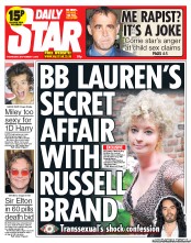 Daily Star (UK) Newspaper Front Page for 4 September 2013