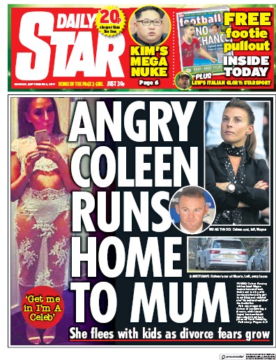 Daily Star Newspaper Front Page (UK) for 4 September 2017