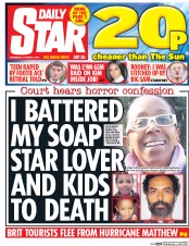 Daily Star (UK) Newspaper Front Page for 5 October 2016