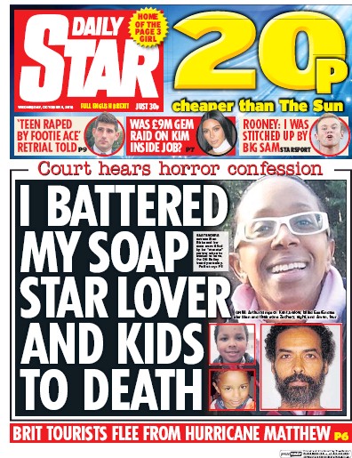 Daily Star Newspaper Front Page (UK) for 5 October 2016