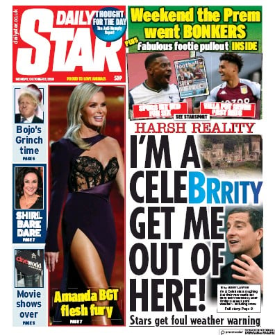 Daily Star Newspaper Front Page (UK) for 5 October 2020