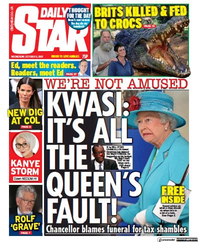 Daily Star Newspaper Front Page (UK) for 5 October 2022