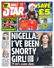 Daily Star (UK) Newspaper Front Page for 5 December 2013