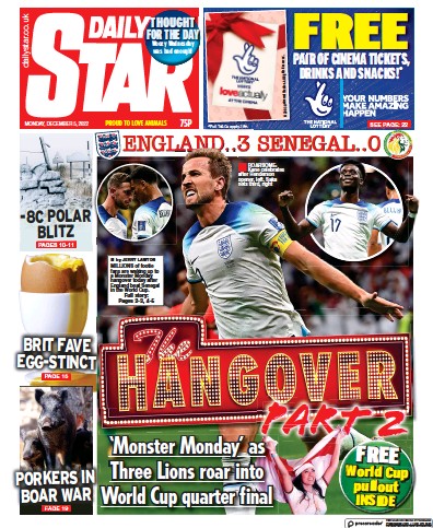 Daily Star Newspaper Front Page (UK) for 5 December 2022