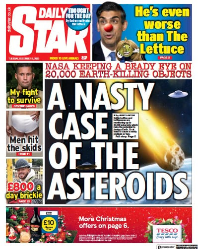 Daily Star Newspaper Front Page (UK) for 5 December 2023