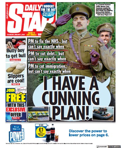 Daily Star Newspaper Front Page (UK) for 5 January 2023