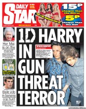 Daily Star (UK) Newspaper Front Page for 5 March 2013