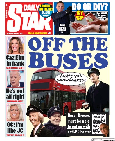 Daily Star Newspaper Front Page (UK) for 5 March 2020