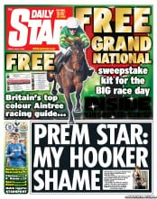 Daily Star (UK) Newspaper Front Page for 5 April 2013