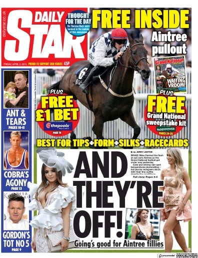 Daily Star Newspaper Front Page (UK) for 5 April 2019