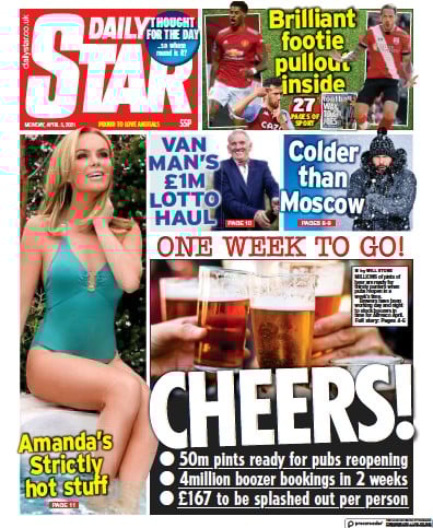 Daily Star Newspaper Front Page (UK) for 5 April 2021