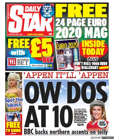 Daily Star Newspaper Front Page (UK) for 5 June 2021
