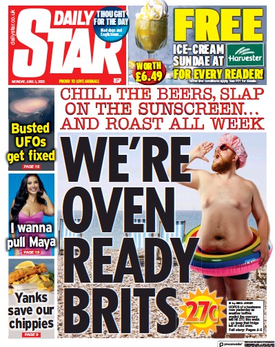 Daily Star Newspaper Front Page (UK) for 5 June 2023