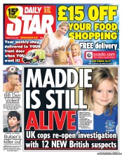 Daily Star (UK) Newspaper Front Page for 5 July 2013