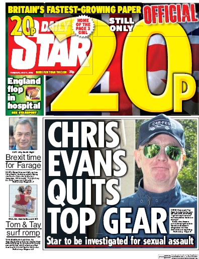 Daily Star Newspaper Front Page (UK) for 5 July 2016