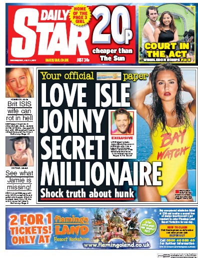 Daily Star Newspaper Front Page (UK) for 5 July 2017